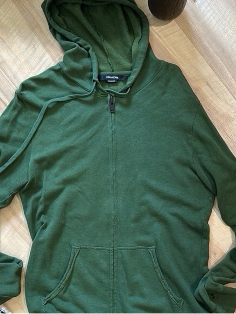 Men's Forest Green Full-Zip Hoodie - Casual Knit Zip-Up
